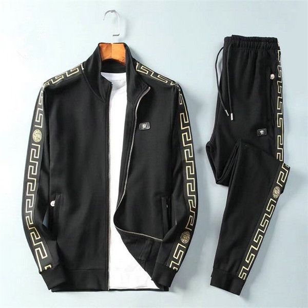 

men's sportswear jacket suit fashion running sportswear medusa men's sports suit letter printing slim and comfortable men's d, Gray
