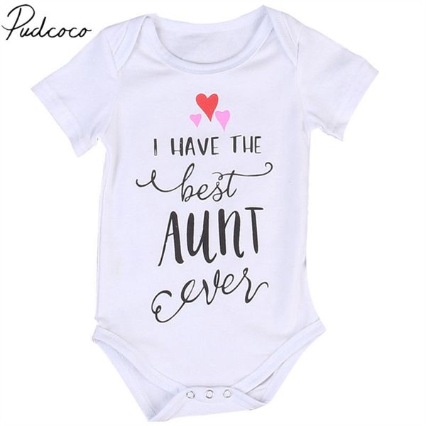 

2019 brand new newborn infant baby girls boys letter bodysuits aunt print short sleeve white jumpsuits summer clothes 0-18m, Blue