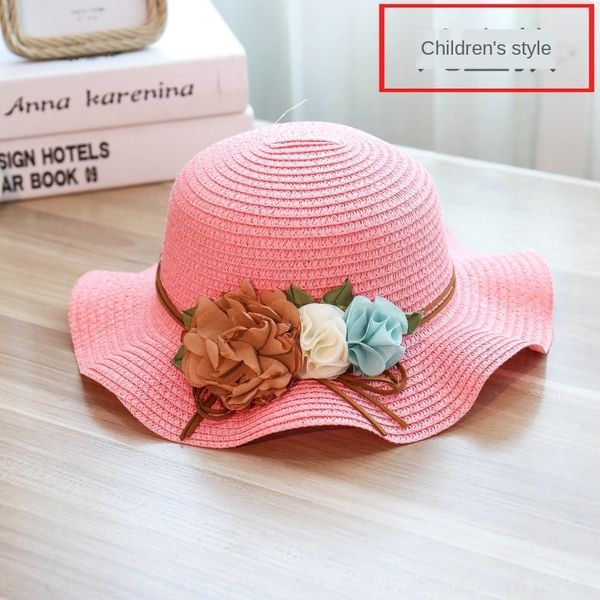 

women's fashion wavy butterfly straw foldable bow flower brim parent-child sun hat straw hat, Blue;gray