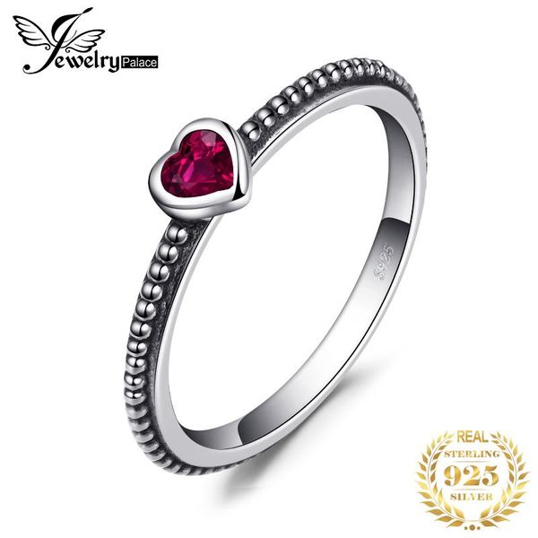 

jpalace heart red murano glass ring 925 sterling silver rings for women stackable ring band silver 925 jewelry fine jewelry, Golden;silver