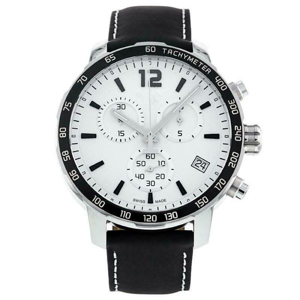 

new t095.417.16.037.00 mens quickster chronograph черная кожа часы, Slivery;brown