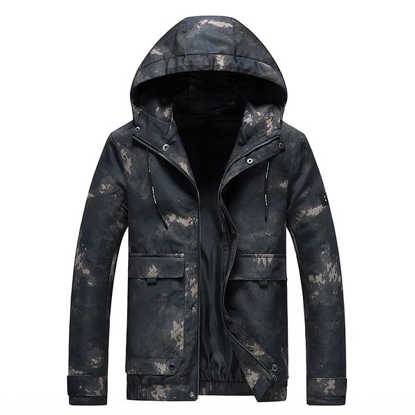 

2020 new coat men's camouflage printed tooling casual hooded jacket men's jacket men, Black;brown