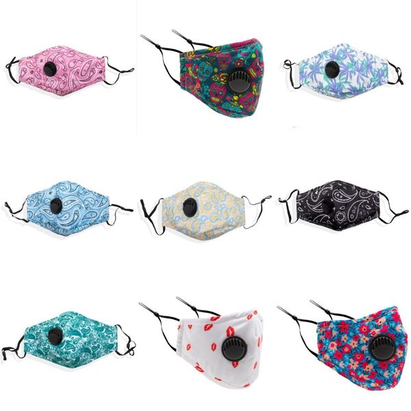 

cotton face mask with breathing valve washable mask reusable anti-dust pm2.5 protective masks recycle mouth designer mask gga3303#451, Black