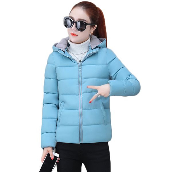 

2020 winter jacket women plus size women parkas warm outerwear solid hooded coat short female slim cotton padded casual 3xl, Black