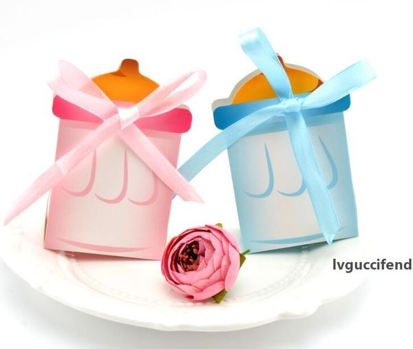 

feeder bottle shape candy box baby shower birthday party decoration small size paper gift box pink blue
