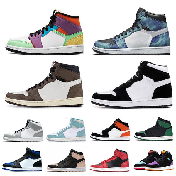 

jumpman travis scott 1 1s shattered backboard men women basketball shoes tie dye unc to chicago obsidian mens trainers sports sneakers