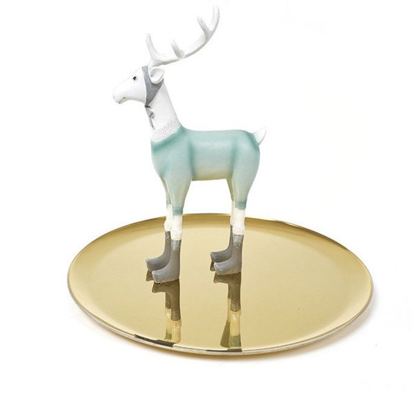 

round serve tray decorate plate 11 inches table plate colored stainless steel tray storage ins popular