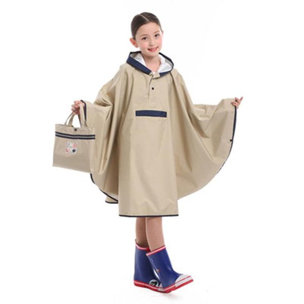 

kids hooded long raincoat poncho for children waterproof rain gear for hiking casaco infantil menino raincoats girls 40yy061, Red;brown