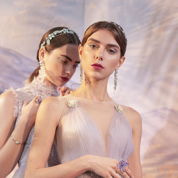 

new style acrylic diamond long tassel earrings female style cool style, Golden