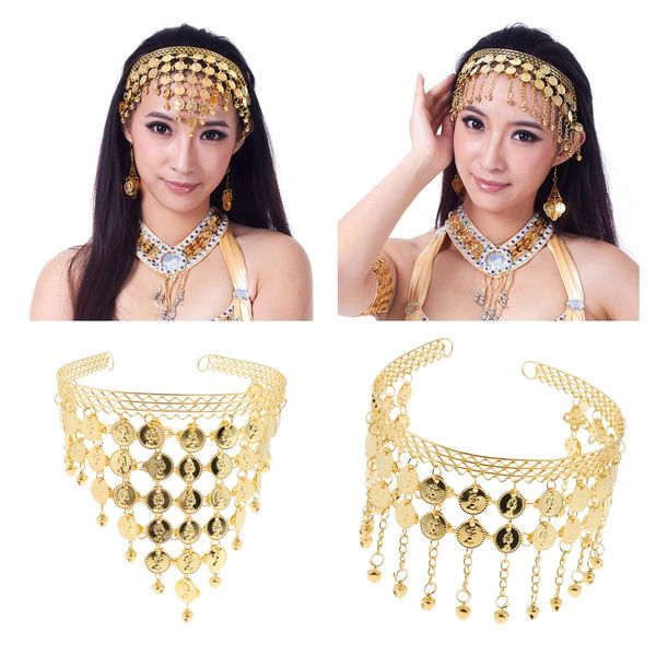 

2x fashion belly dance tribal coins headband jewelry festival costume headdress, Blue