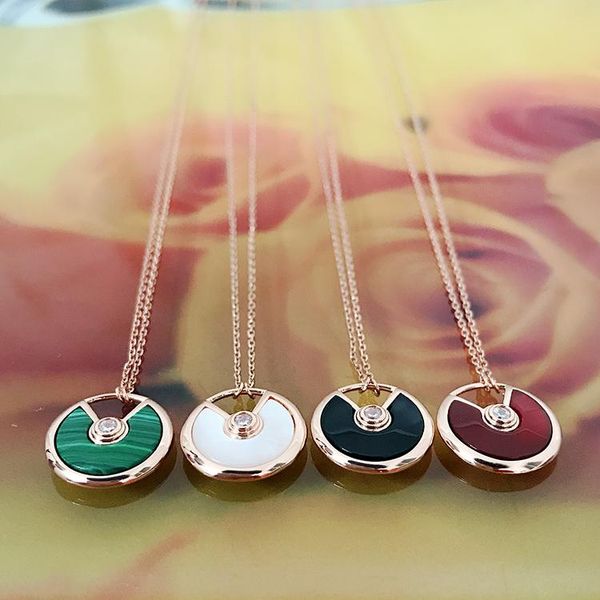 

lin yun same paragraph 925 sterling silver plated amulet necklace rose agate white mother of pearl pendant female models ufo