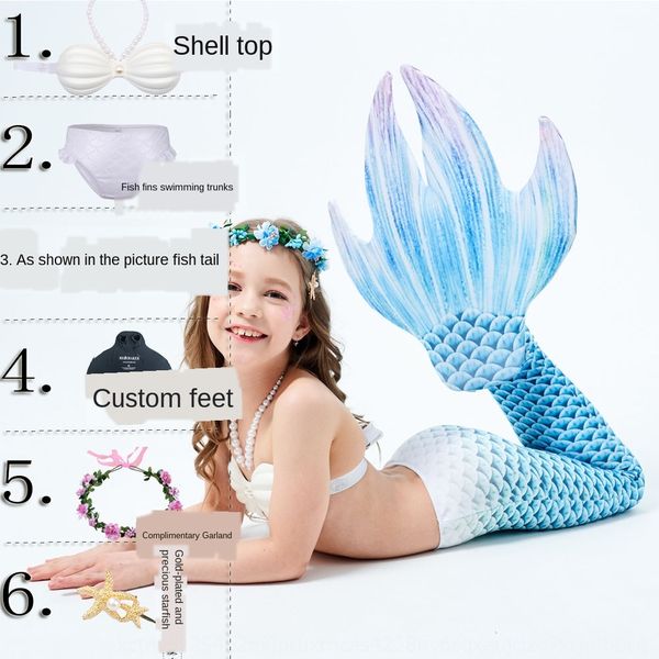 

mermaker хвост русалки купальник shell 4-хвост с новой оболочкой детской принцессой купальник полного комплекта, White;black