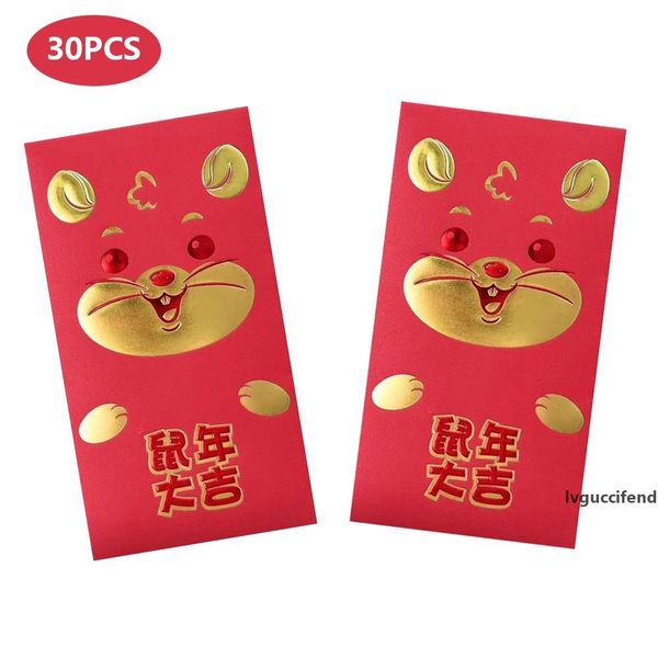

2020 30pcs chinese new year red envelopes bringing luck cute mouse pattern red pockets for the year of mouse