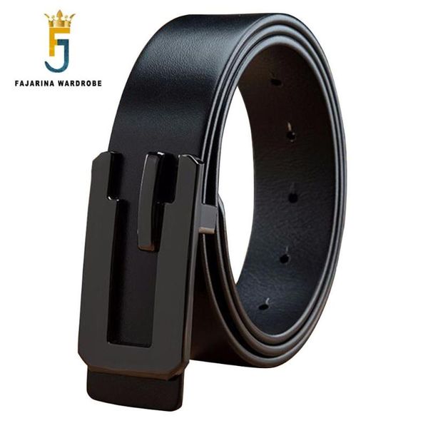 

fajarina unique design cow skin black smooth buckle metal belt men's 100% quality cowhide genuine leather belts men n17fj740, Black;brown