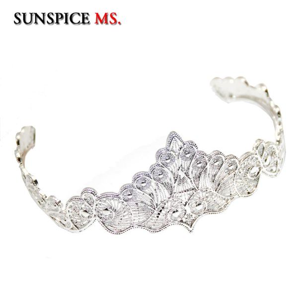 

sunspice-ms gold silver color women tiara hollow metal kids crown for wedding performance headware bridal festival jewelry gift, Golden;silver