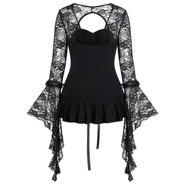 

blouse womens gothic fall winter clothes casual long sleeve v neck tight haut female women shirts a9, White