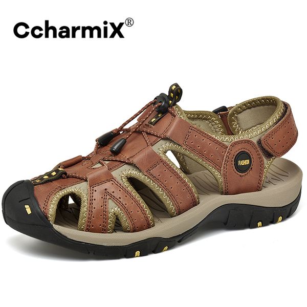 

large size 48 men sandals cow leather fashion mens roman sandals new summer men shoes breathable beach gladiator male, Black