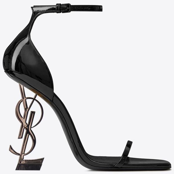 

desinger gold patent leather heel fashion bridal wedding shoes modest fashion eden high heel women party evening party dress shoes 10cm heel, Black