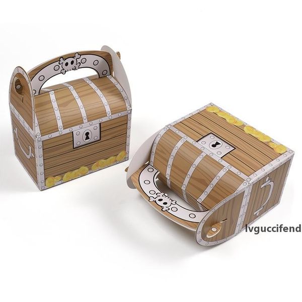 

portable handle treasure gift boxes popular europe square pirate gold coin wood grain package wrapper box