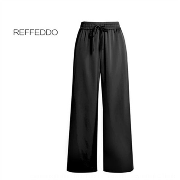 

2iina 2020 весны и летом новая подвеска широкого вскользь широкая нога tencel широко ноги женских брюки облака потерять высокую талию похуде, Black