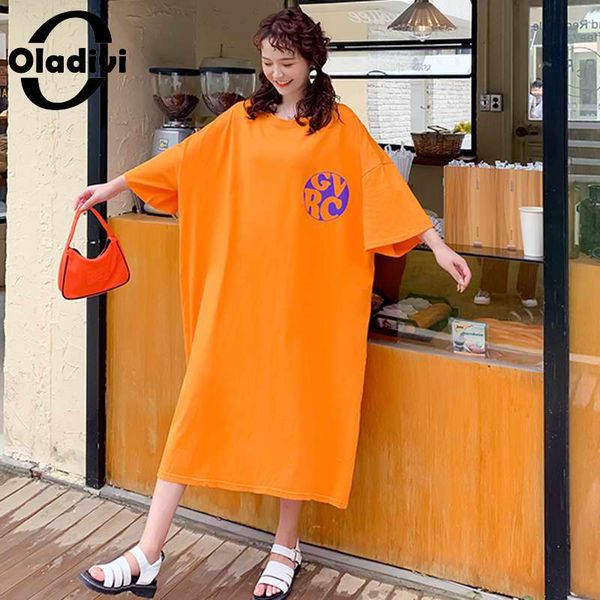 

party dresses oladivi oversized plus size women dress fashion print cotton long shirt ladies summer casual loose tunics 10xl 9xl 8xl 7xl, White;black