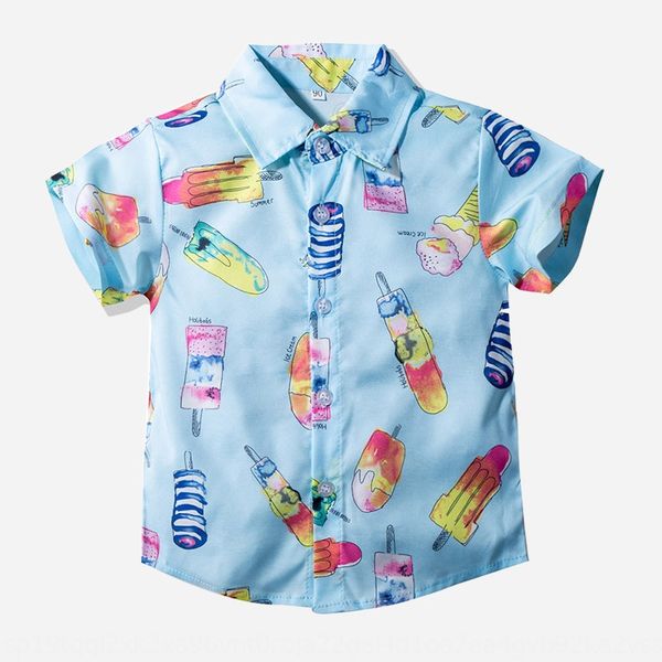

boys' summer 2020 ice cream new korean children's ice cream short-sleeved shirt stylish handsome shirt for children, White;black