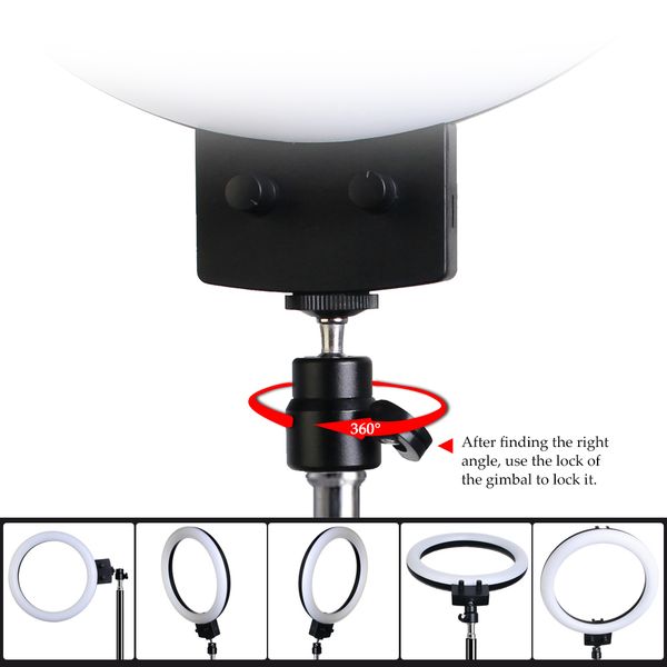 

factory 9 inch p studio lighting 80pcs led bulbs ring light bi-color 3200-5600k for portrait with tripod phone use holder us