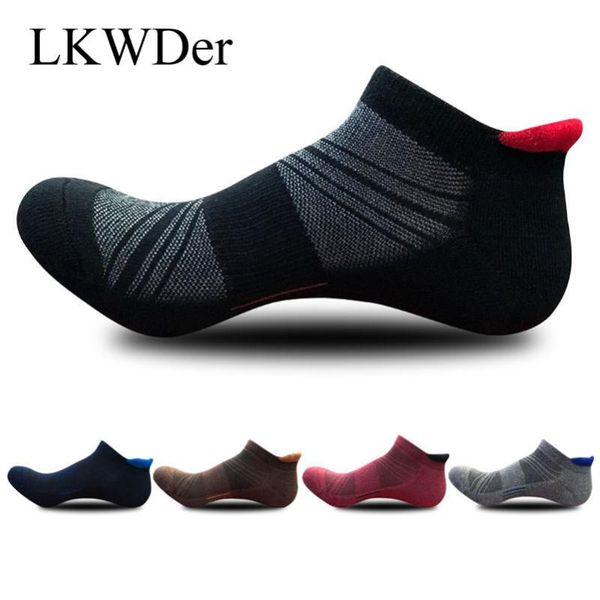 

lkwder 5 pairs new men's socks thickened towel bottom solid color dark flower boy sports boat socks ankle sock cotton calcetines, Black