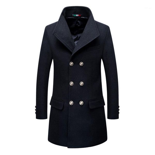 

brand new winter double breasted пальто шанца mens кашемир шинель slim fit повседневная мода куртка мужская шерстяная бленда outerwear1, Black