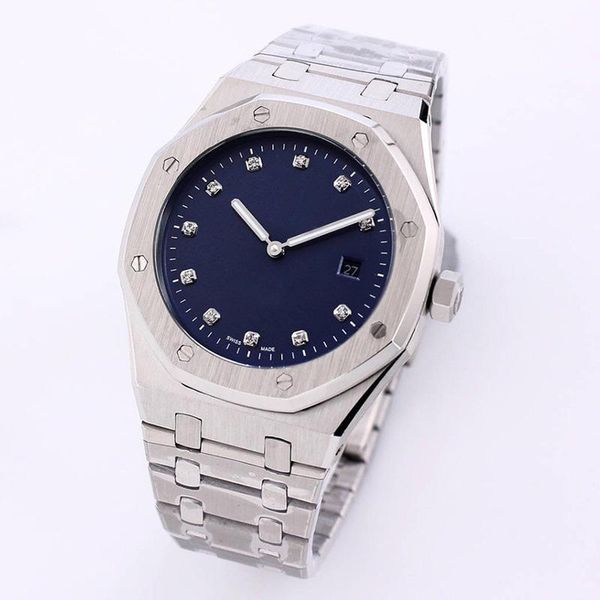 

high-quality men's watch 41mm, automatic mechanical movement, 316 stainless steel strap, two-hand classic diamond face, butterfly buckl, Slivery;brown