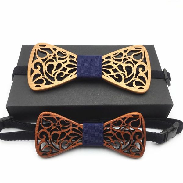 

hollow wood bow ties for men and son set wedding suits wooden bow tie butterfly shape bowknots gravatas slim cravat men's tie, Black;blue