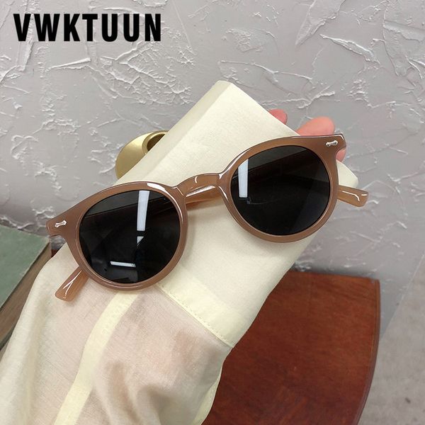 

sunglasses vwktuun round woman candy color colorful vintage driving driver glasses female outdoor eyewear ins fashion, White;black