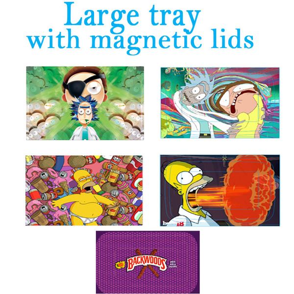 

Metal Tray With Magnetic Lids RAW BOB Marley Cartoon Rick and Morty Rolling Trays 180*125mm 285*185mm for herb tobacco rolling paper