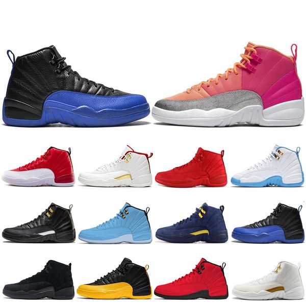 

12 12s men basketball shoes dark grey game royal fiba college navy doernbecher mens sports shoes sneakers trainers size 7-13