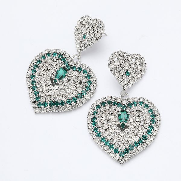 

2020 new multi-layer love-shaped rhinestone diamond earrings women's sweet super flash earring, Golden