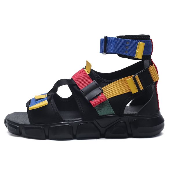 

gladiator sport big walking sandals geta shoes roman 44 size breathable mountain sandalias slip praia 39 homens shoe on men de, Black
