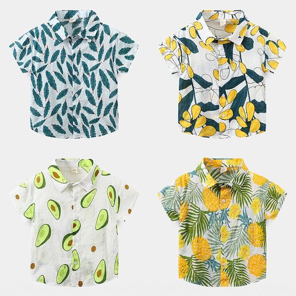 

children's short-sleeved boys' summer clothes fashionable shirt ocean style hawaii holiday style shirt baby top, White;black