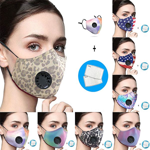 

fashion print face masks for women american flag mask with breathing valve anti-spray anti-dust washable reusable cloth face mask
