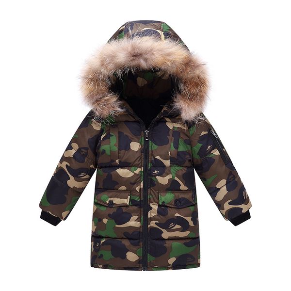 

fashion camouflage winter child down coat windproof baby boys girls down jackets warm children outfits kids clothes for110-150cm, Blue;gray