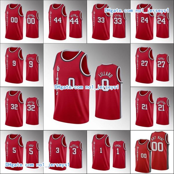 

portland trail blazers men c.j. mccollum damian lillard carmelo anthony 50th anniversary retro nba red custom jersey, Black