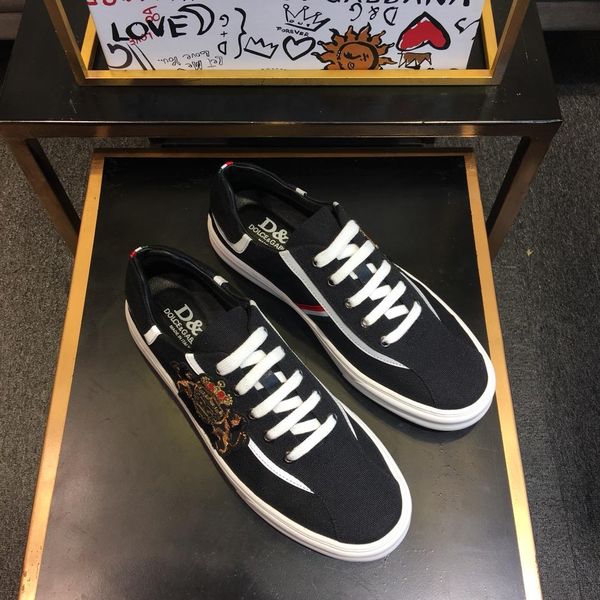 

2019q summer new crown embroidery trend men's shoes, casual and comfortable lace-up sneakers, original box packaging 38-44, Black
