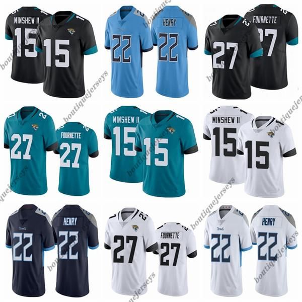 

men jacksonville jaguars 15 gardner minshew ii 27 leonard fournette tennessee titans 22 derrick henry black blue jerseys, Black;red
