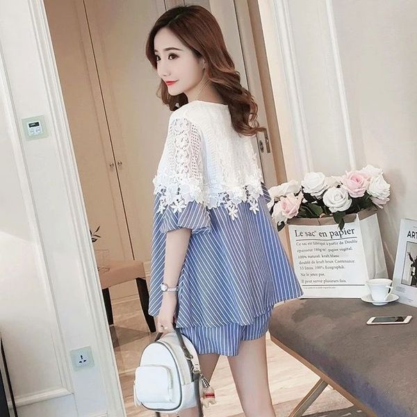 

2020 new korean style maternity clothes maternity clothes summer fashion suit summer thin pregnant two-piece set, Gray