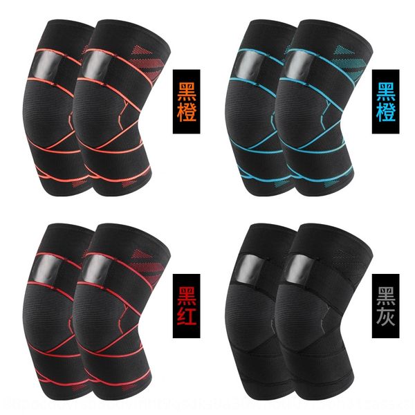 

tgaft sports kneepad knitted compression male and female leg protector fitness squat basketball mountaineering sports protective gear protec, Black;gray