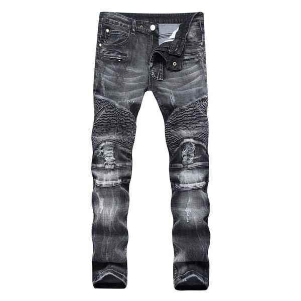 

designer denim for men jeans stretch straight oversize 28-38 40 42 2020 spring sutumn winter hip hop punk streetwear patchwork, Blue