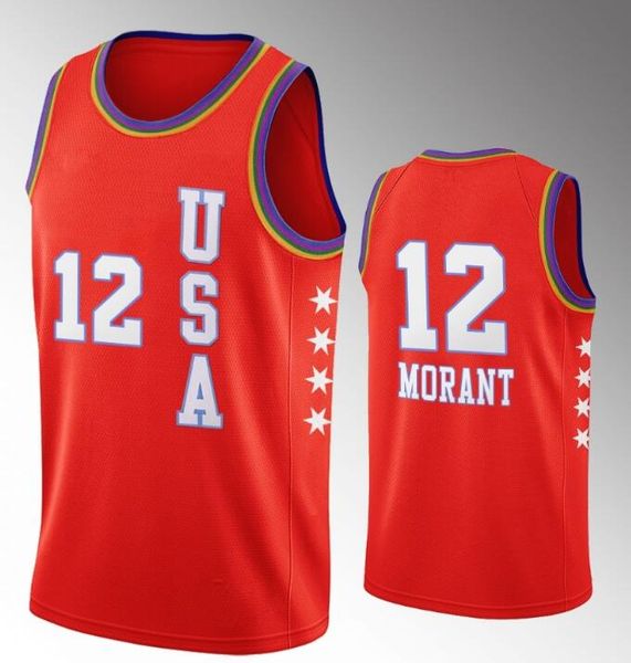 

men's usa team memphis grizzlies jaren jackson jr. ja morant 2020 nba rising star red jersey, Black