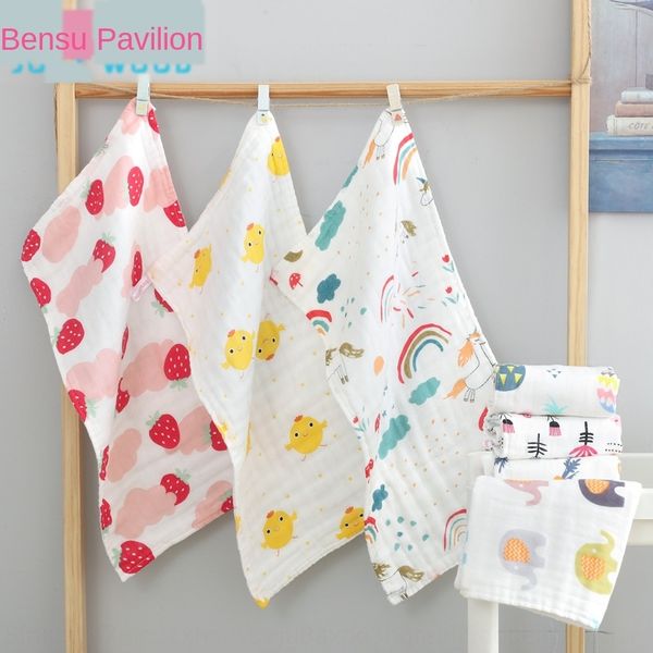 

25*50cm high-density children's towel simple wood green yue washed wrinkle foam cotton gauze children's towel