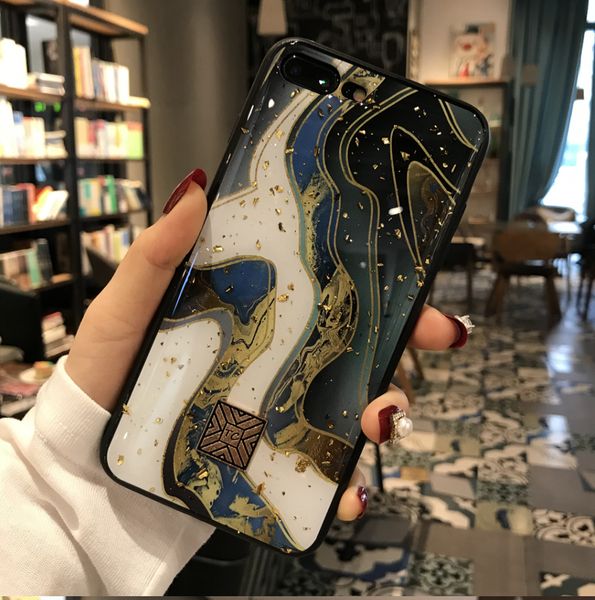

золотая фольга marble bling телефон чехол для iphone 11 pro xs max xr x tpu гранит геометрия обложка для iphone 7 8 6 6s plus glitter case