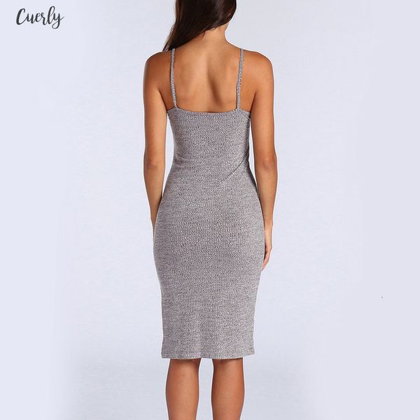 

v neck suspender dress womens sleeveless strappy tank dress slim rib knit split party midi dress 0518, Black;gray