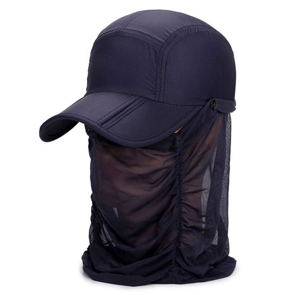 

outdoor sports windproof sunscreen baseball cap summer anti mosquitoes thin cycling fishing cap adjustable sun visor hat, Black